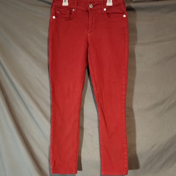 True Religion Vibrant Red Skinny Jeans/capri's - Picture 3 of 8